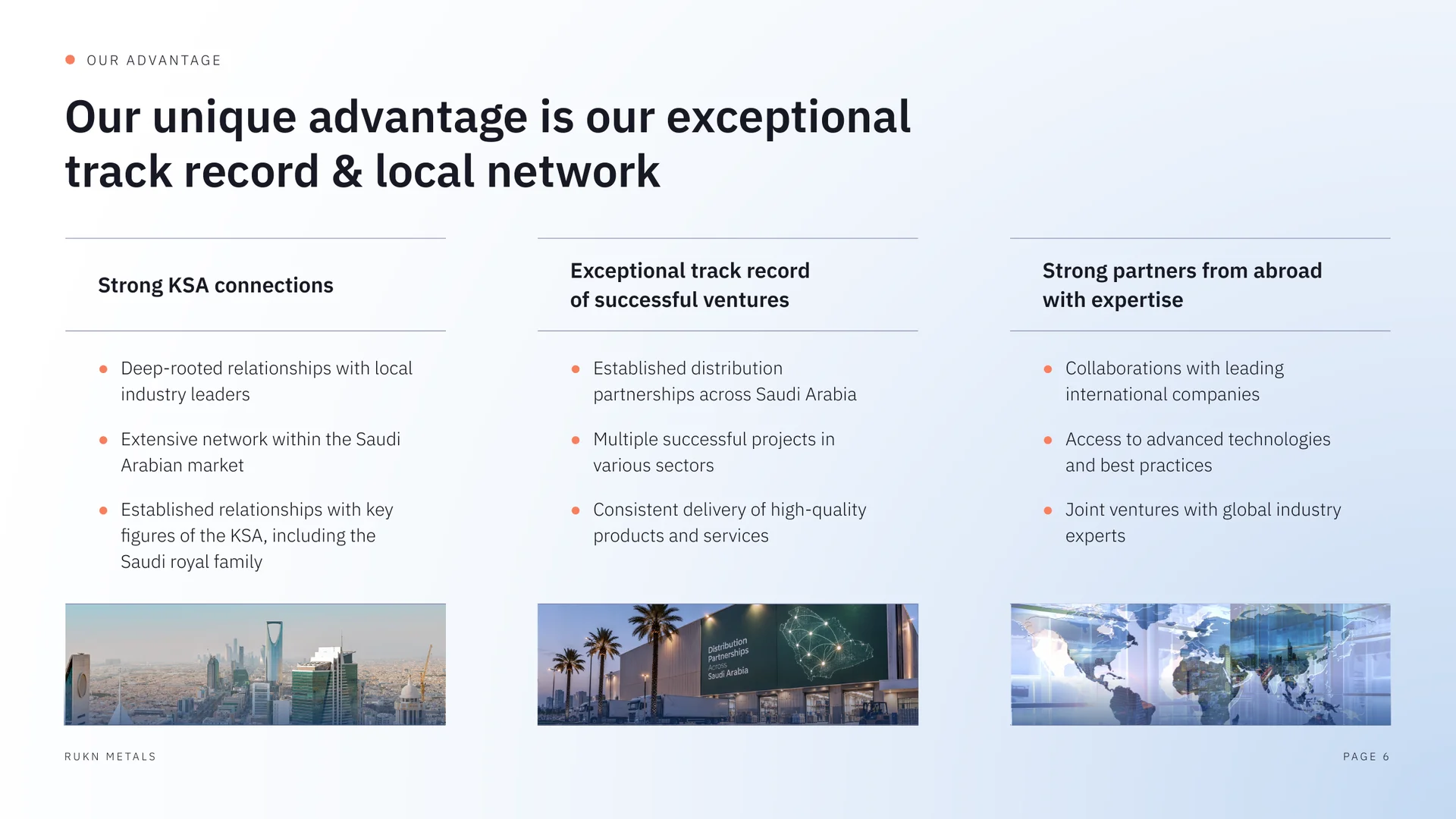 Investor deck slide: the sponsor’s Saudi connections, track record and partners from abroad
