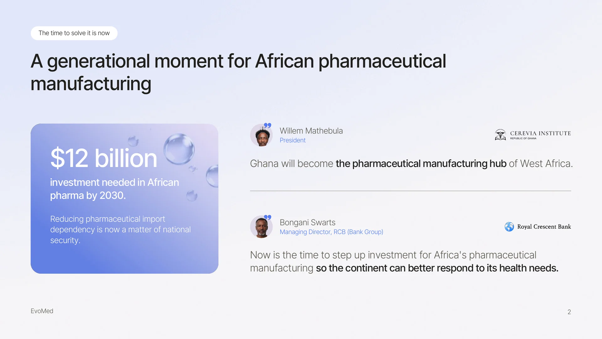 Investor deck slide: a generational moment for African pharmaceutical manufacturing